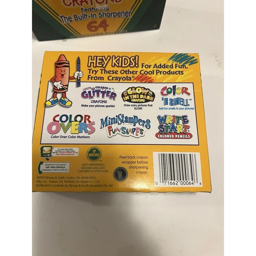 Crayola Crayons Vintage 1997 Box with  Sharpener - Binney & Smith New Lot Of (2)
